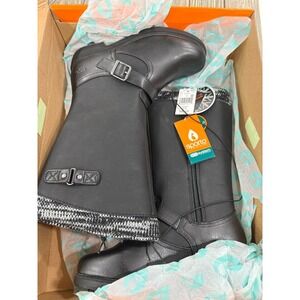 Sporto Womens Iceland Black Winter Boots 6 Medium With Buckle & Knit Trim